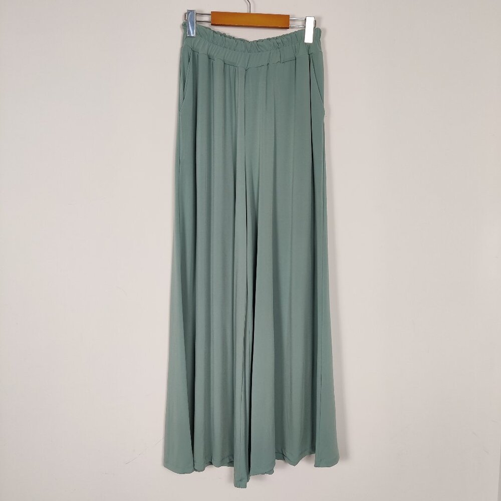 Benin Women's Palazzo Flare Pants Size 6 Aqua Mint Color Pull On Casual Outdoor
